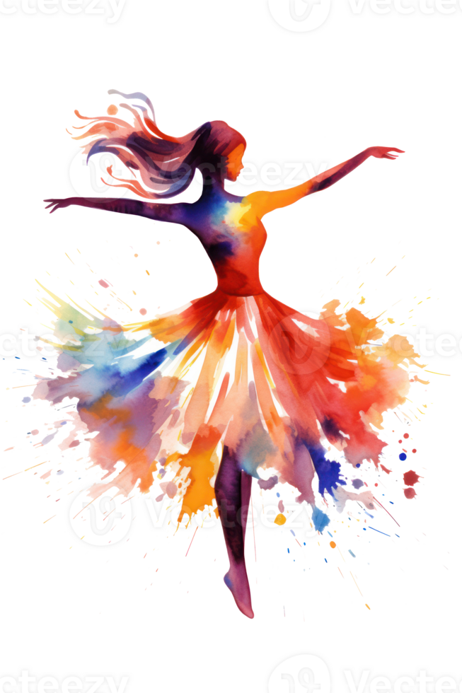 Watercolor beautiful dancer girl. Illustration AI Generative png