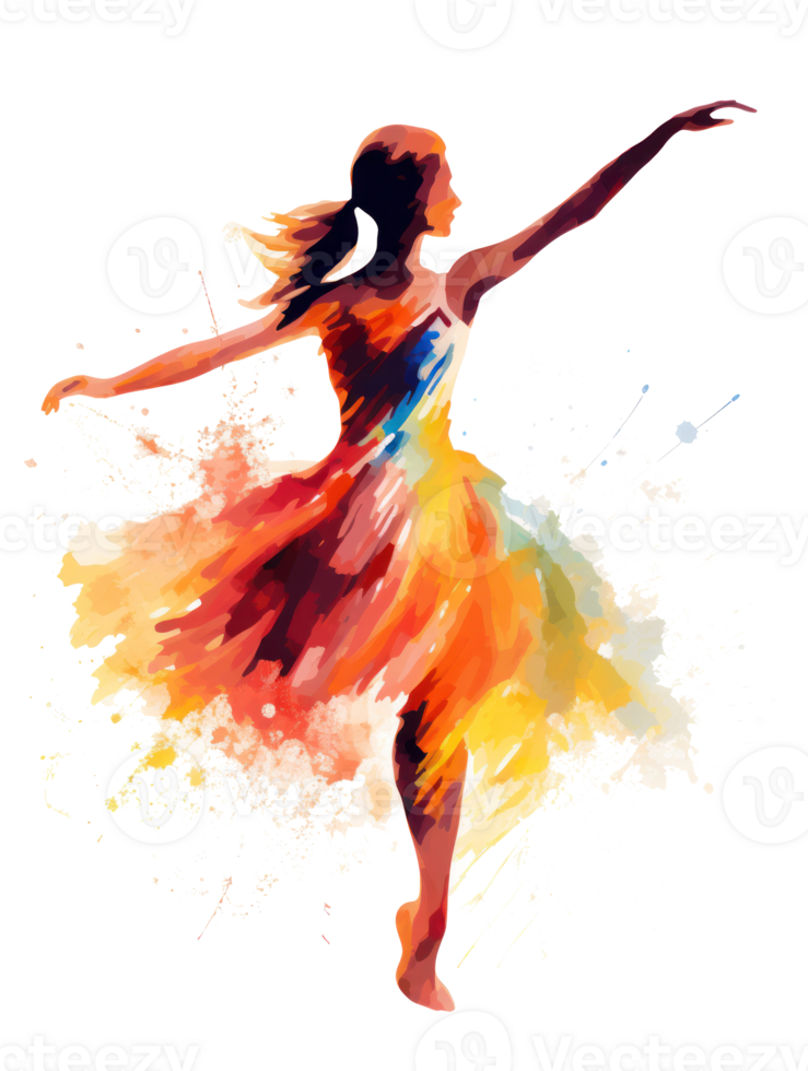 Watercolor beautiful dancer girl. Illustration AI Generative png