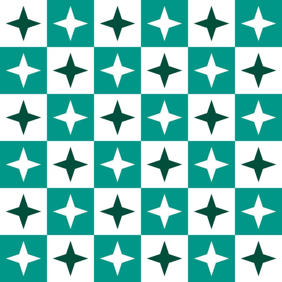 Green 4 point star. 4 point star pattern. 4 point star pattern background. 4 point star background. Seamless pattern. for backdrop, decoration, Gift wrapping vector