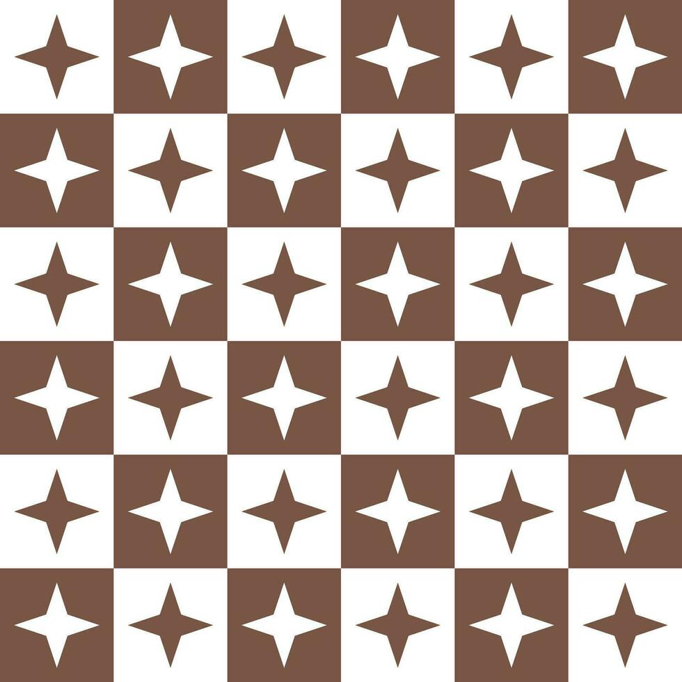 Brown 4 point star. 4 point star pattern. 4 point star pattern background. 4 point star background. Seamless pattern. for backdrop, decoration, Gift wrapping vector