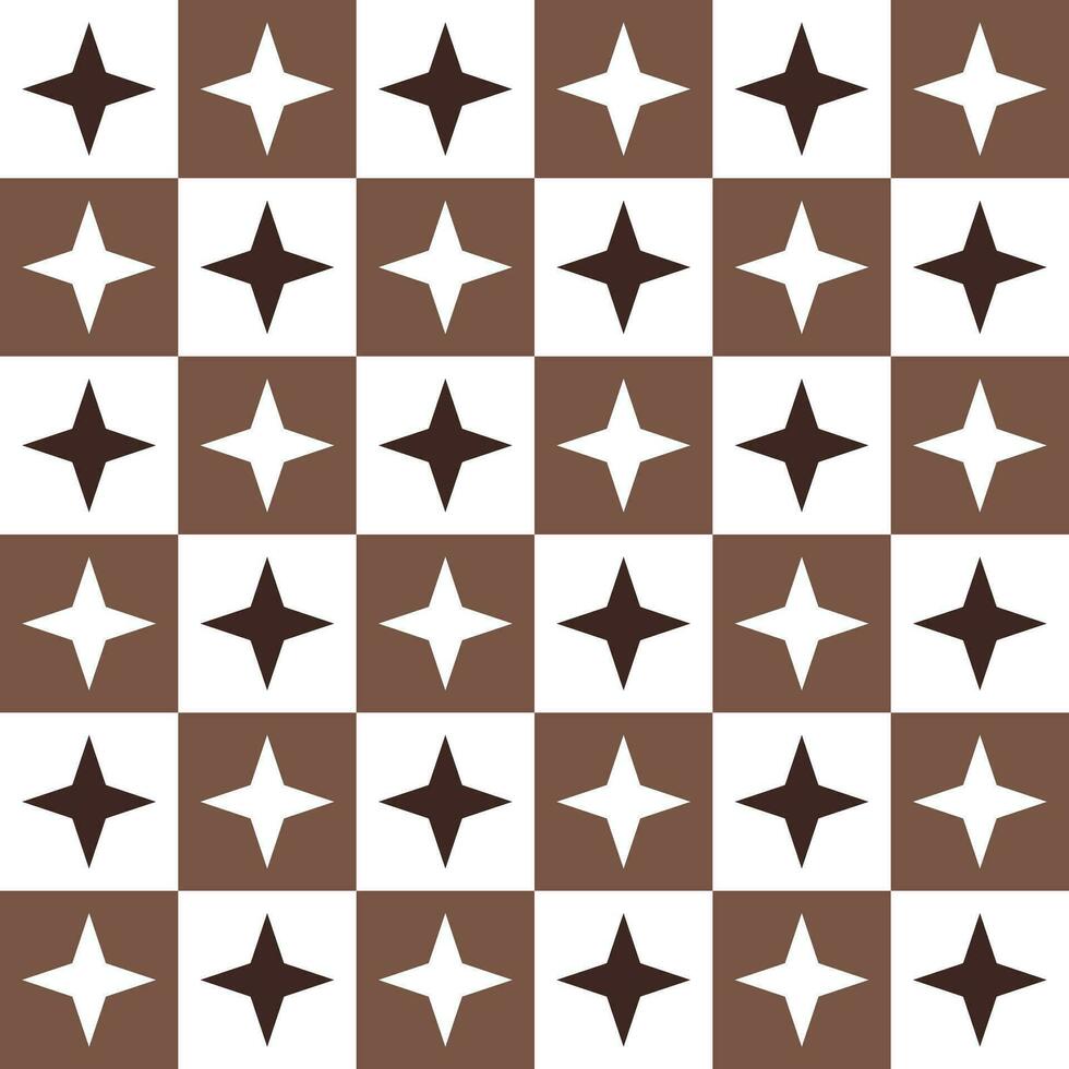 Brown 4 point star. 4 point star pattern. 4 point star pattern background. 4 point star background. Seamless pattern. for backdrop, decoration, Gift wrapping vector