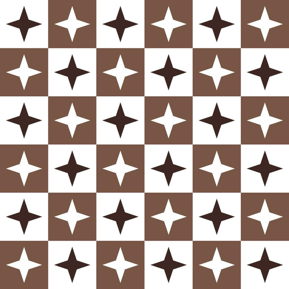 Brown 4 point star. 4 point star pattern. 4 point star pattern background. 4 point star background. Seamless pattern. for backdrop, decoration, Gift wrapping vector