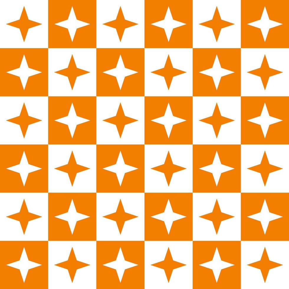 Orange 4 point star. 4 point star pattern. 4 point star pattern background. 4 point star background. Seamless pattern. for backdrop, decoration, Gift wrapping vector