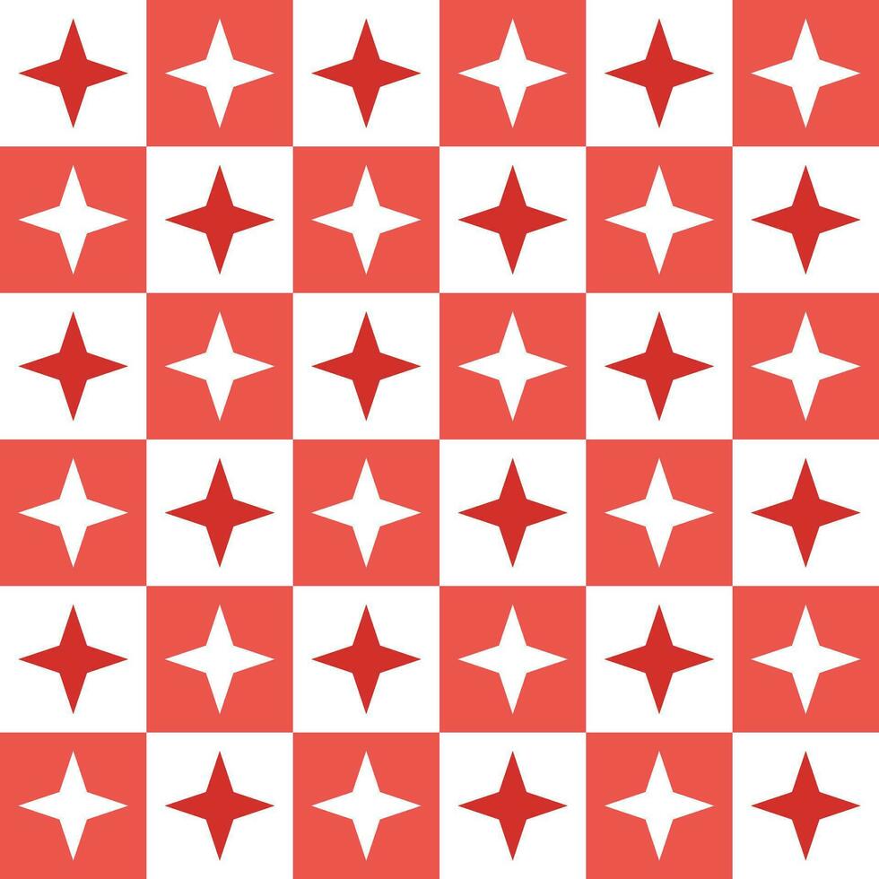 Red 4 point star. 4 point star pattern. 4 point star pattern background. 4 point star background. Seamless pattern. for backdrop, decoration, Gift wrapping vector