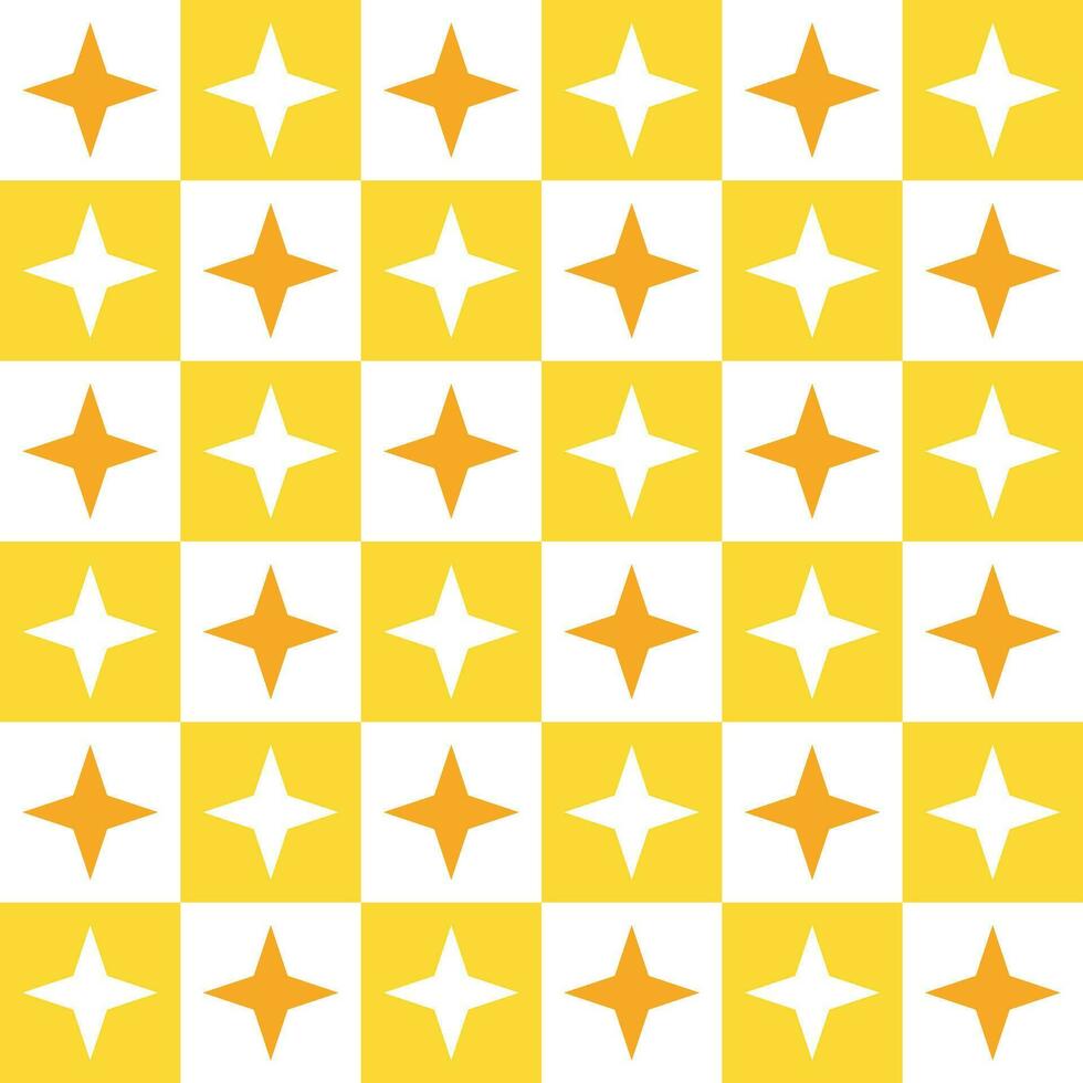 Yellow 4 point star. 4 point star pattern. 4 point star pattern background. 4 point star background. Seamless pattern. for backdrop, decoration, Gift wrapping vector
