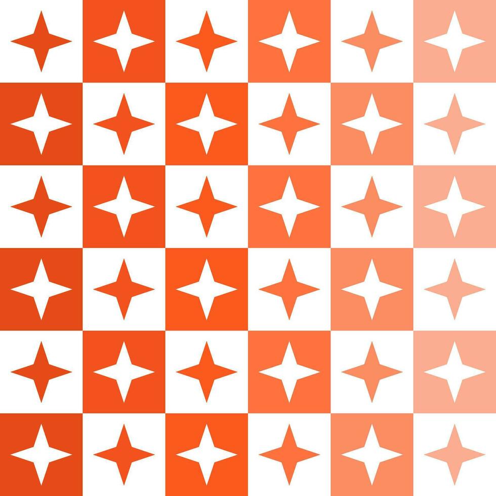 Orange 4 point star. 4 point star pattern. 4 point star pattern background. 4 point star background. Seamless pattern. for backdrop, decoration, Gift wrapping vector