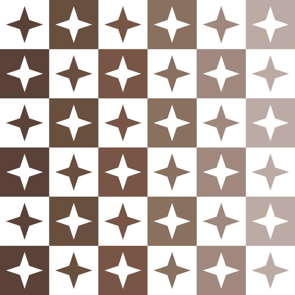 Brown 4 point star. 4 point star pattern. 4 point star pattern background. 4 point star background. Seamless pattern. for backdrop, decoration, Gift wrapping vector