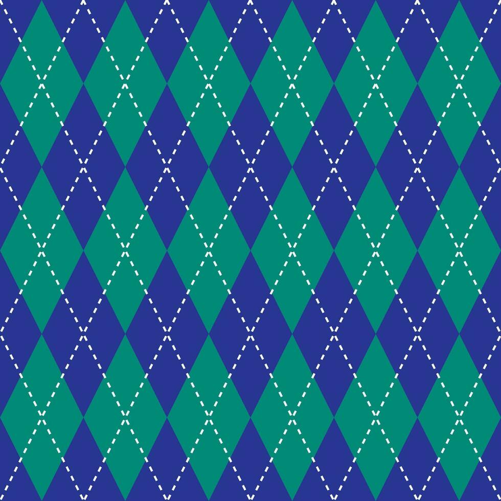 Navy blue and green color argyle pattern. Argyle vector pattern. Argyle pattern. Seamless geometric pattern for clothing, wrapping paper, backdrop, background, gift card, sweater.