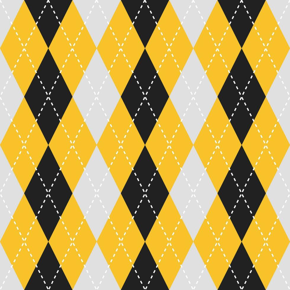 negro y amarillo color argyle modelo. argyle vector modelo. argyle modelo. sin costura geométrico modelo para ropa, envase papel, fondo, fondo, regalo tarjeta, suéter.