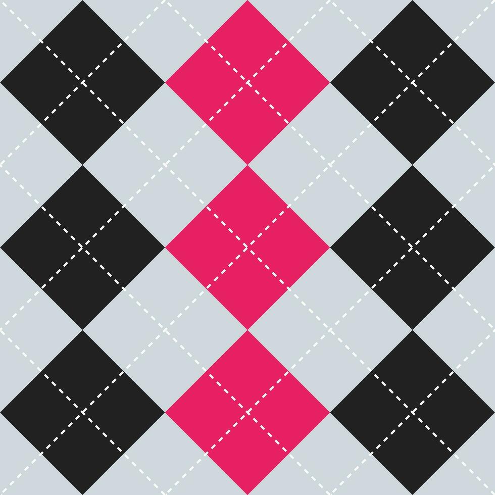 Black and pink color argyle pattern. Argyle vector pattern. Argyle pattern. Seamless geometric pattern for clothing, wrapping paper, backdrop, background, gift card, sweater.