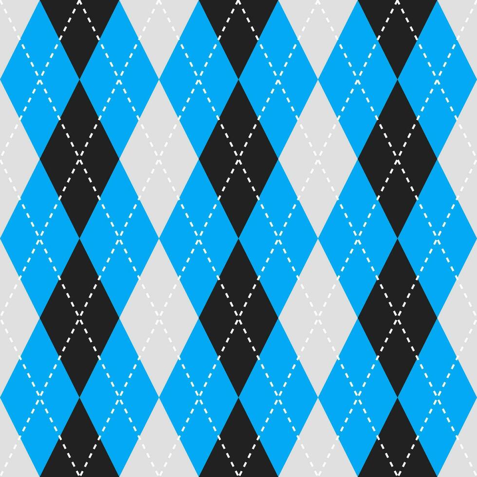 Black and blue color argyle pattern. Argyle vector pattern. Argyle pattern. Seamless geometric pattern for clothing, wrapping paper, backdrop, background, gift card, sweater.