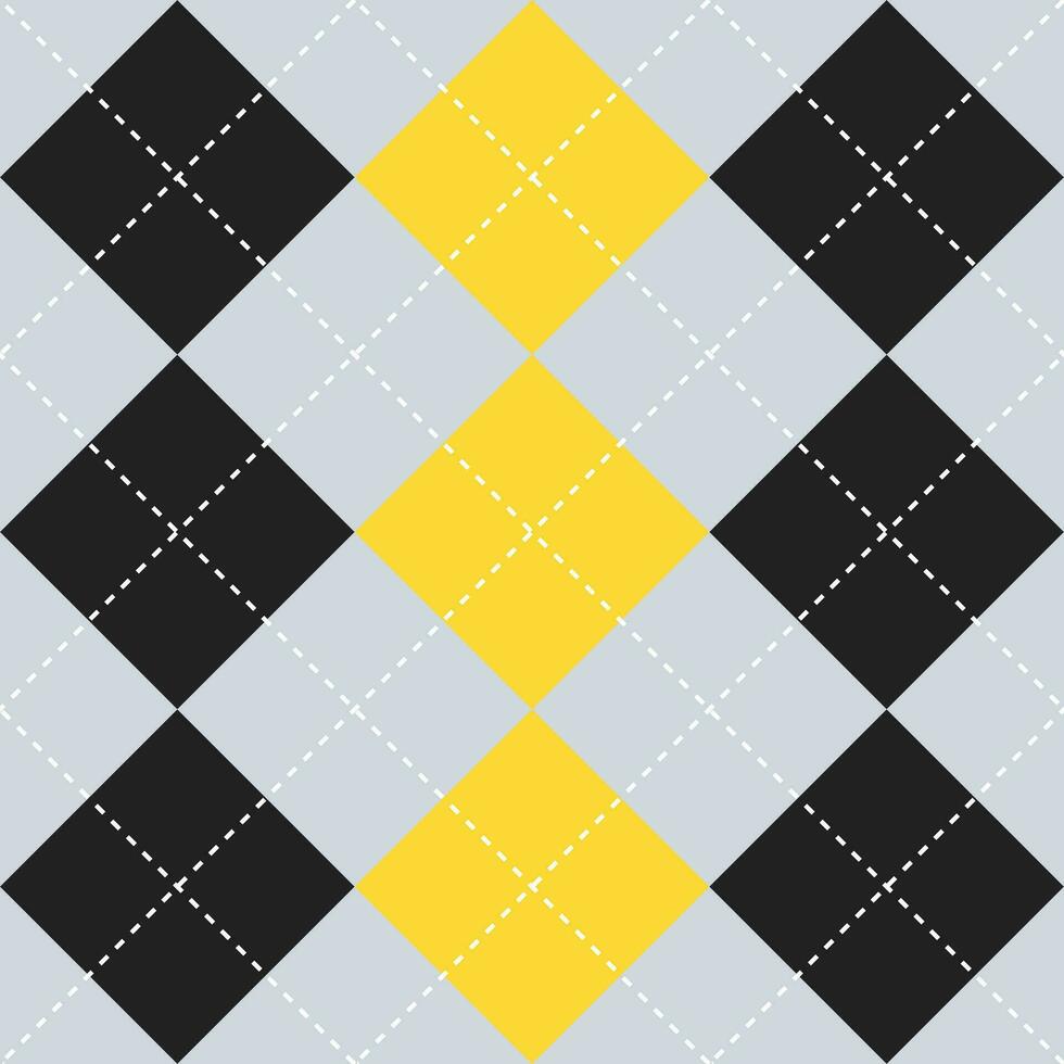 Black and yellow color argyle pattern. Argyle vector pattern. Argyle pattern. Seamless geometric pattern for clothing, wrapping paper, backdrop, background, gift card, sweater.