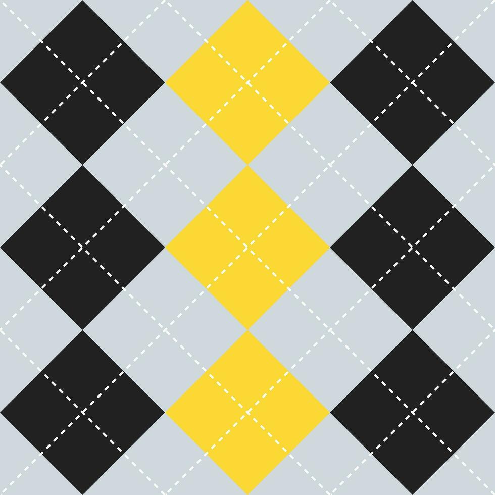 Black and yellow color argyle pattern. Argyle vector pattern. Argyle pattern. Seamless geometric pattern for clothing, wrapping paper, backdrop, background, gift card, sweater.