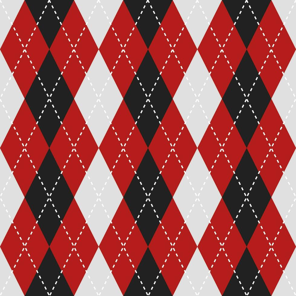 Black and red color argyle pattern. Argyle vector pattern. Argyle pattern. Seamless geometric pattern for clothing, wrapping paper, backdrop, background, gift card, sweater.