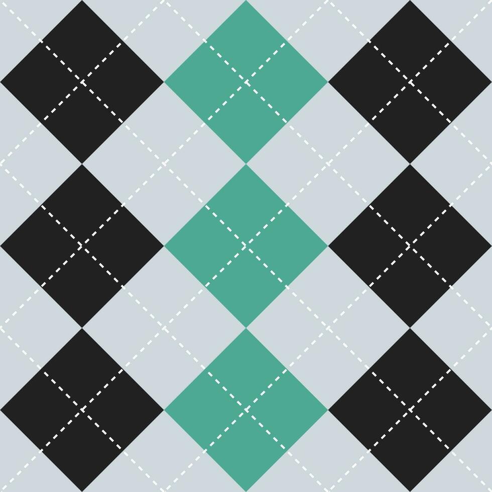 Black and green color argyle pattern. Argyle vector pattern. Argyle pattern. Seamless geometric pattern for clothing, wrapping paper, backdrop, background, gift card, sweater.