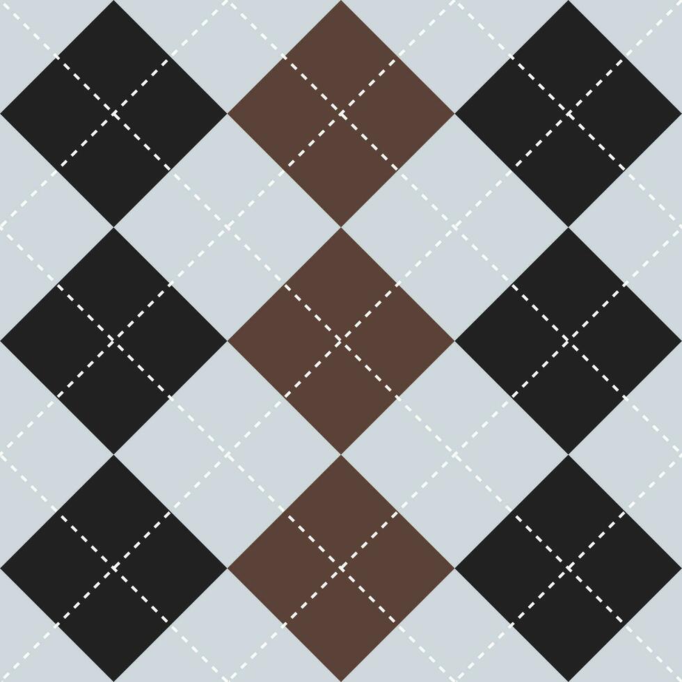 Black and brown color argyle pattern. Argyle vector pattern. Argyle pattern. Seamless geometric pattern for clothing, wrapping paper, backdrop, background, gift card, sweater.