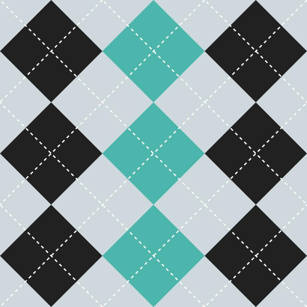 Black and green color argyle pattern. Argyle vector pattern. Argyle pattern. Seamless geometric pattern for clothing, wrapping paper, backdrop, background, gift card, sweater.