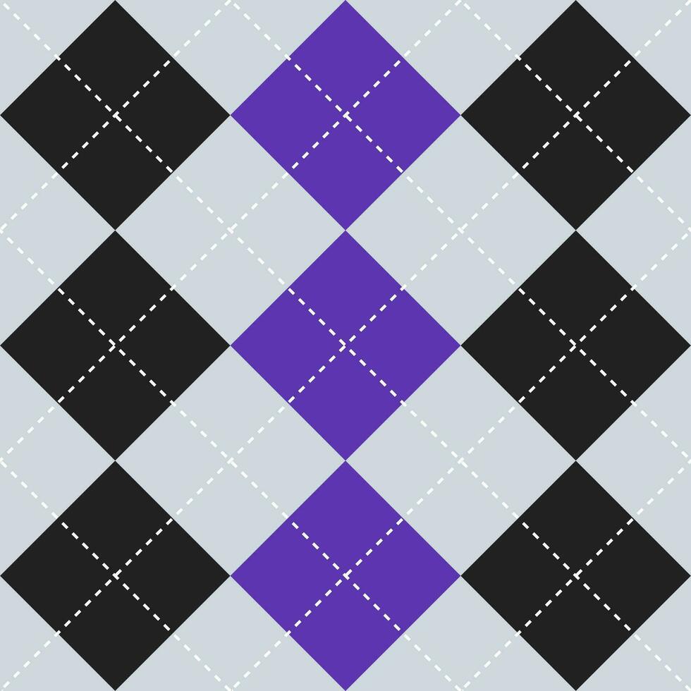 Black and purple color argyle pattern. Argyle vector pattern. Argyle pattern. Seamless geometric pattern for clothing, wrapping paper, backdrop, background, gift card, sweater.