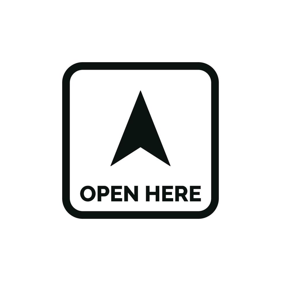 Open here packaging mark icon symbol vector