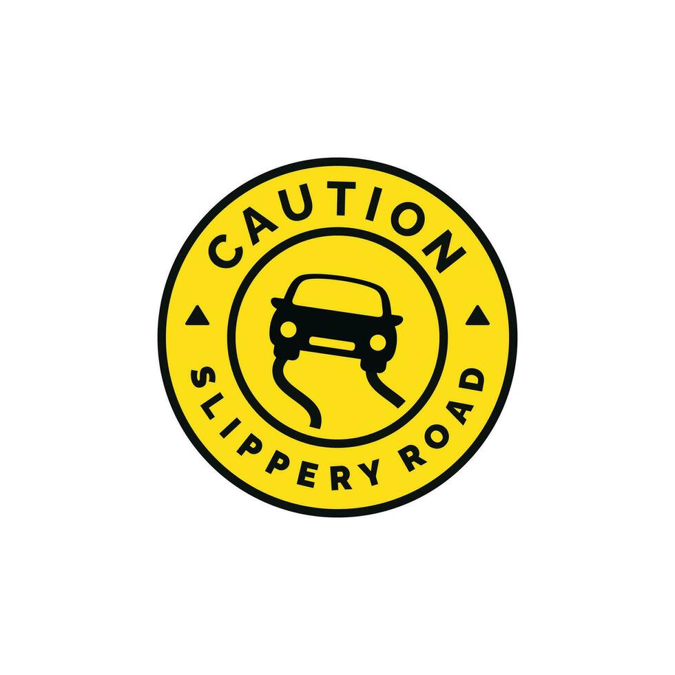 Slippery road caution warning symbol design vector