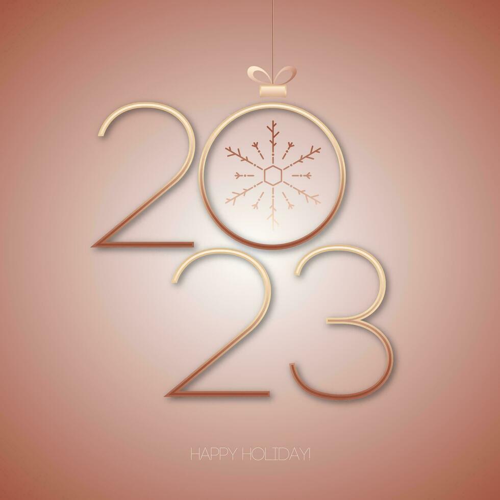 2023 celebration greeting card 3d gold style vector