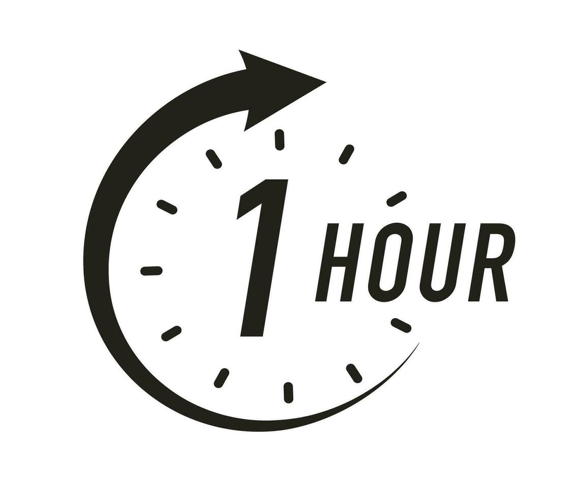 1 hour timer vector symbol black color style