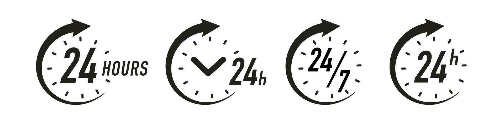 24 hours timer vector symbol black color