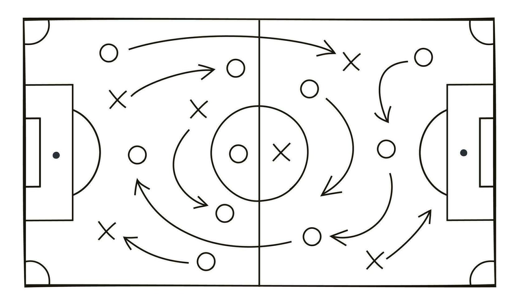 Soccer strategy field on white background vector