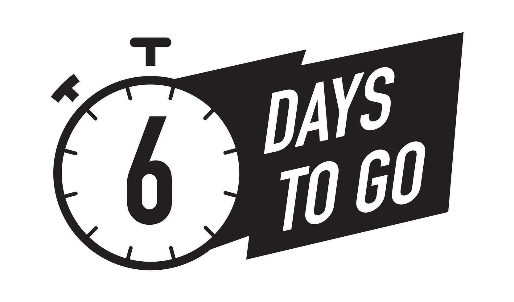 6 days to go timer symbol black color flat style vector