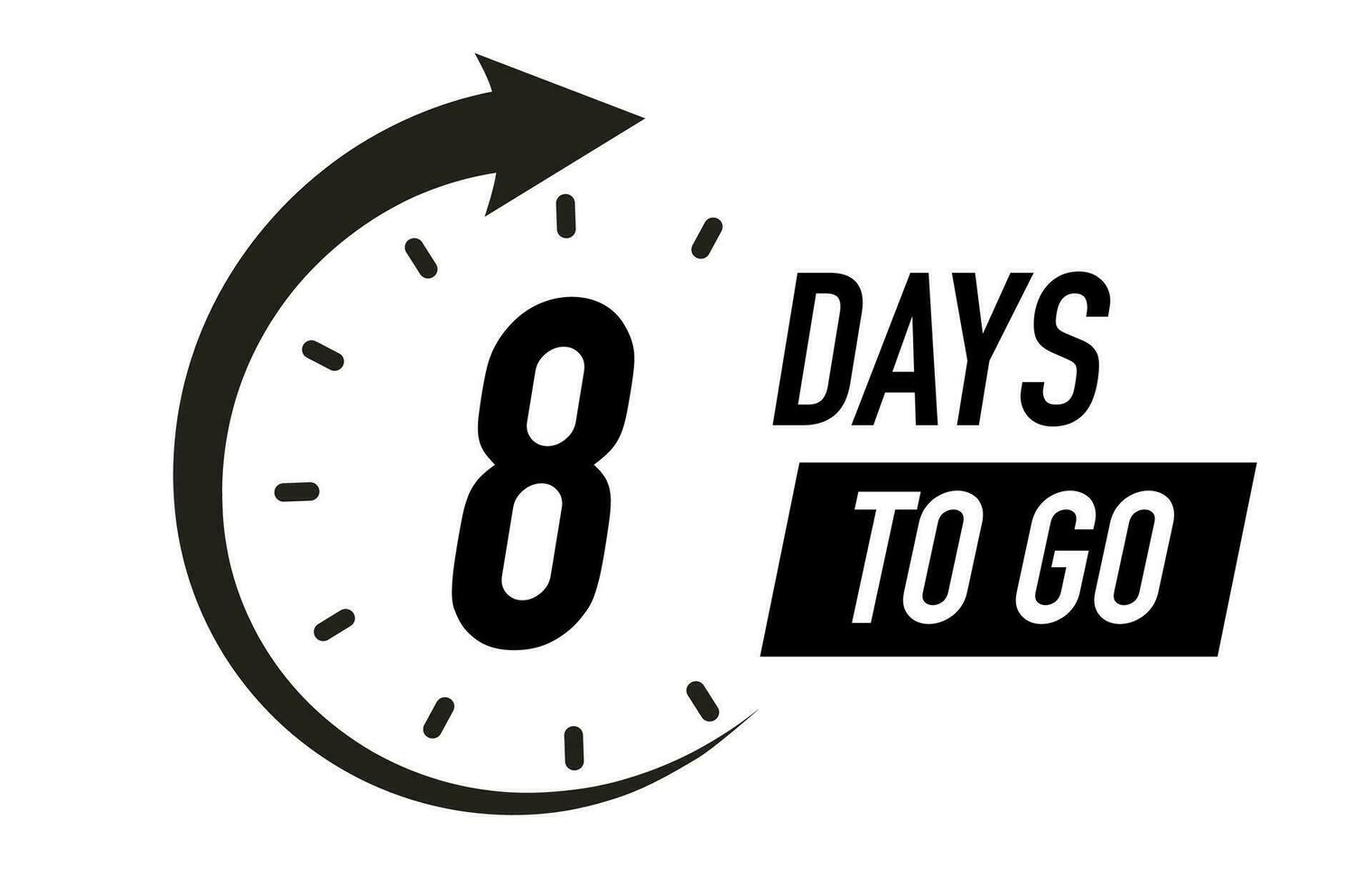 8 days to go timer symbol black color flat style vector