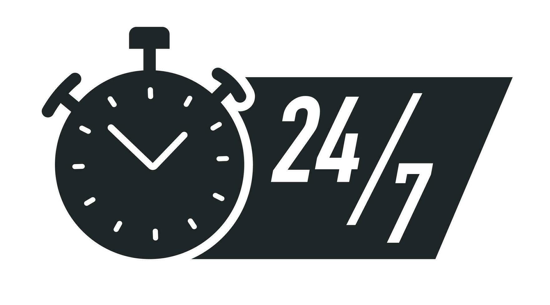 24 7 7 horas Temporizador vector símbolo negro color