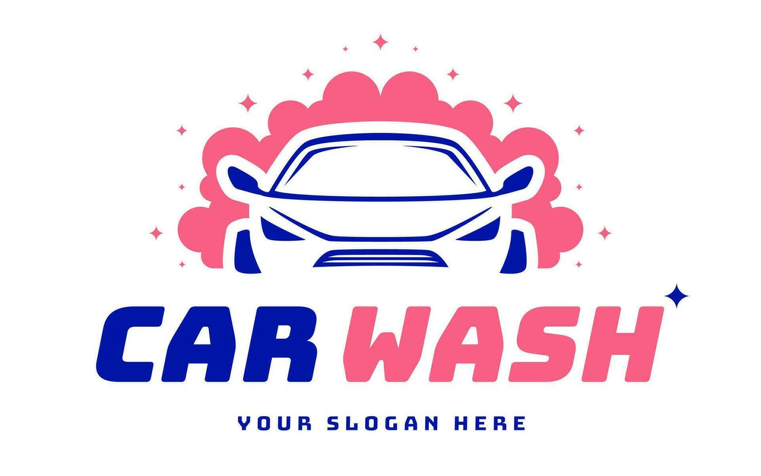 Car wash logotype pink blue color vector