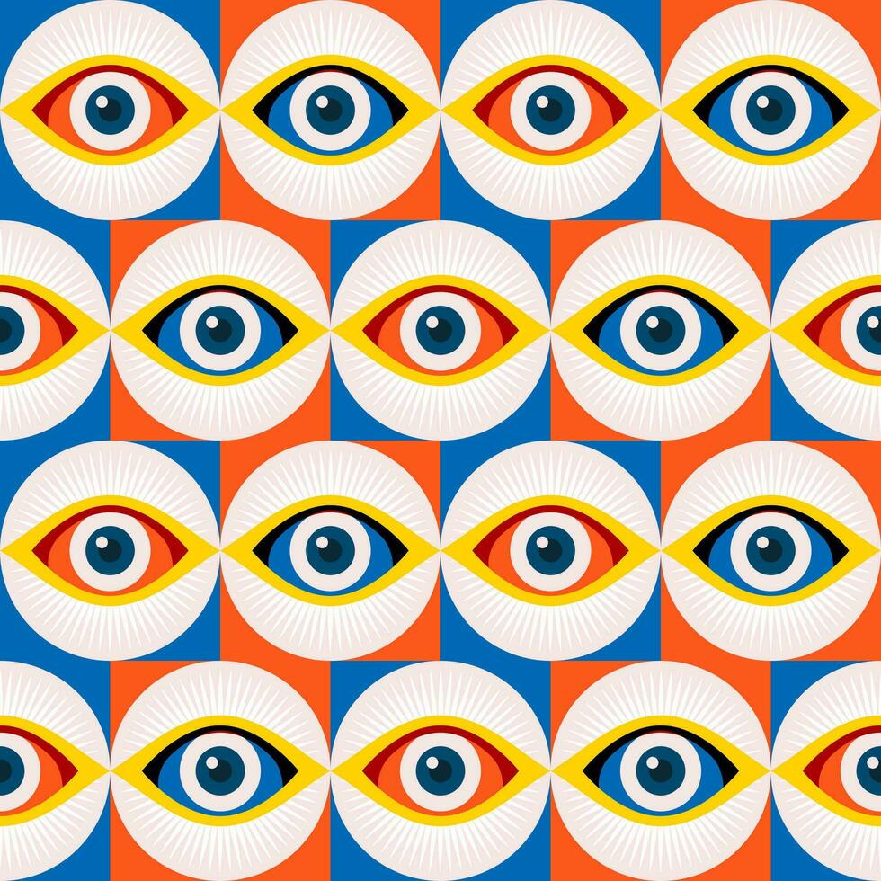 Abstract bauhaus eye pattern minimal 20s vector