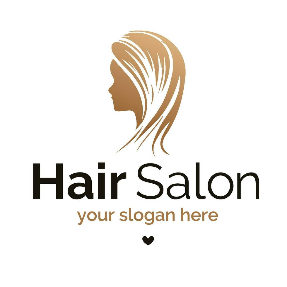 Hair salon vector logo gold gradient color style