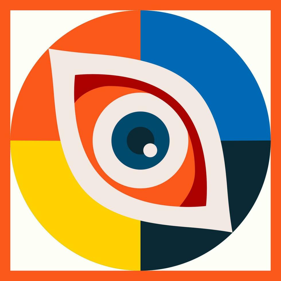 Eye card minimal 20s geometric style vector