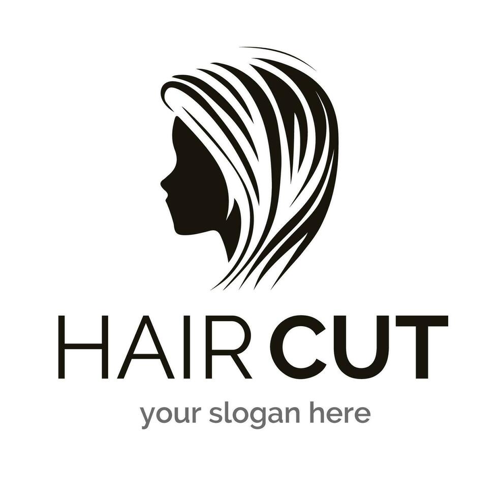 Hair cut vector logo black color style isolated