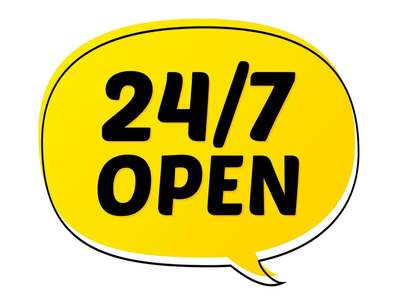 24 hours open speech bubble color style vector