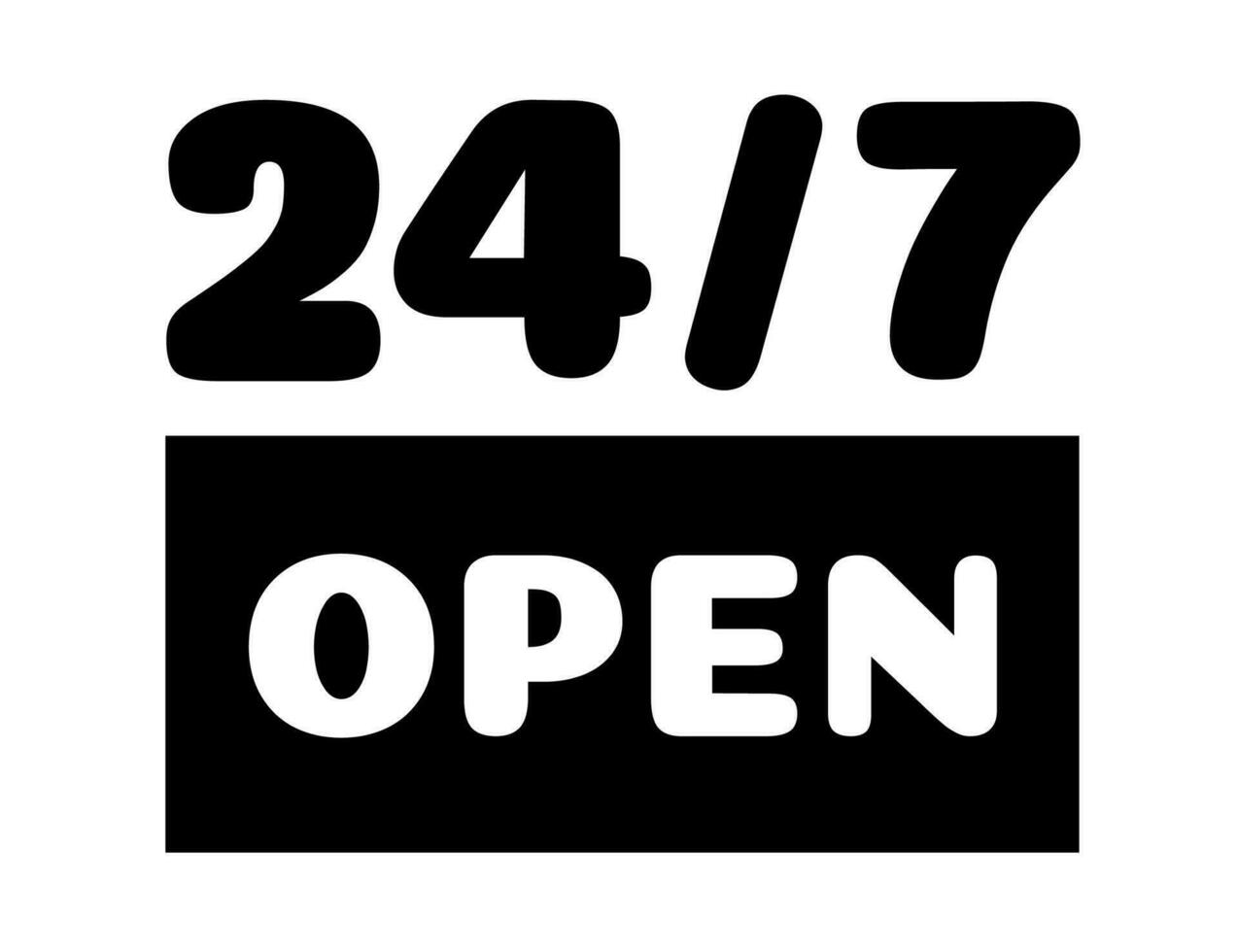 24 hours open sign black color style vector