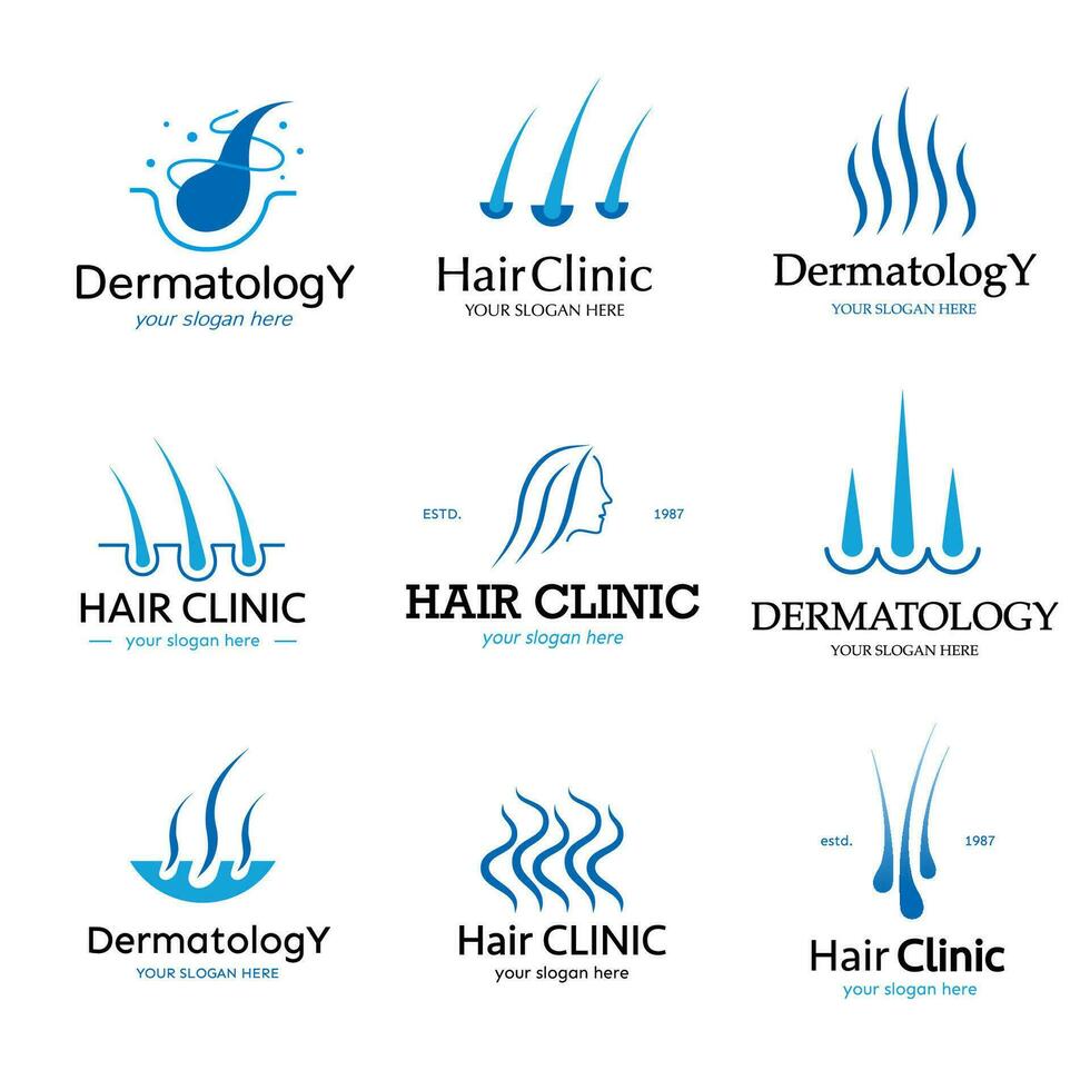 Hair clinic vector logo set color style