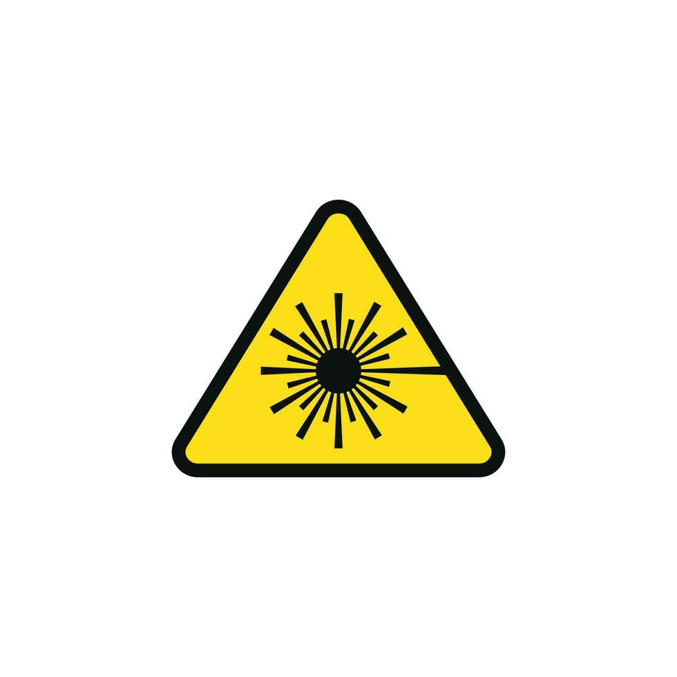 Laser radiation caution warning symbol design vector