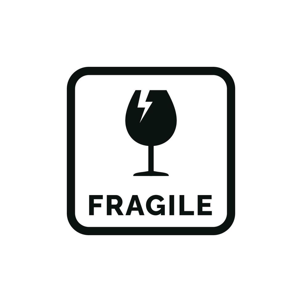 frágil embalaje marca icono símbolo vector
