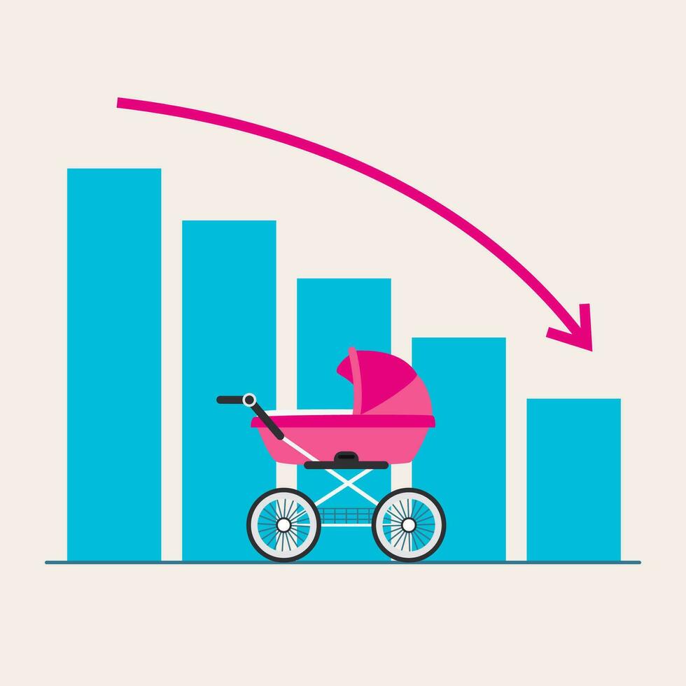 Declining birth rates concept illustration vector