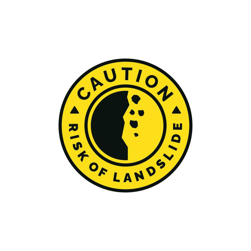 Risk of landslide caution warning symbol design vector