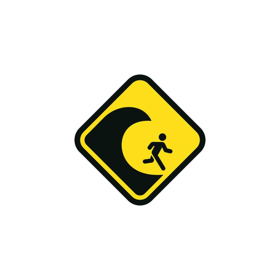 Tsunami hazard caution warning symbol design vector