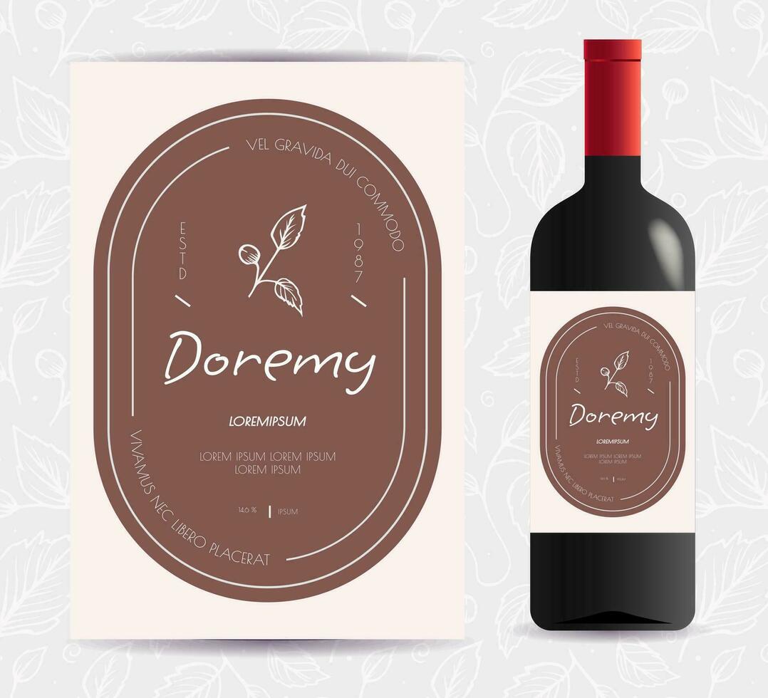 Vine bottle label elegant style vector