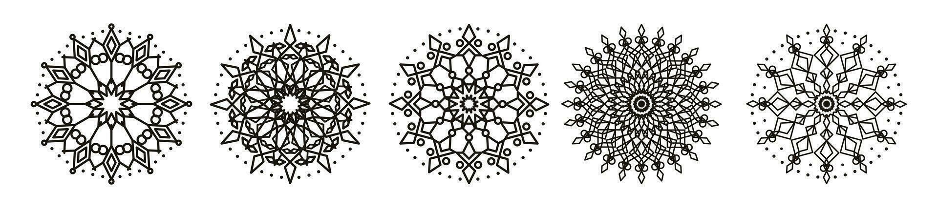 Mandala template black color line style vector