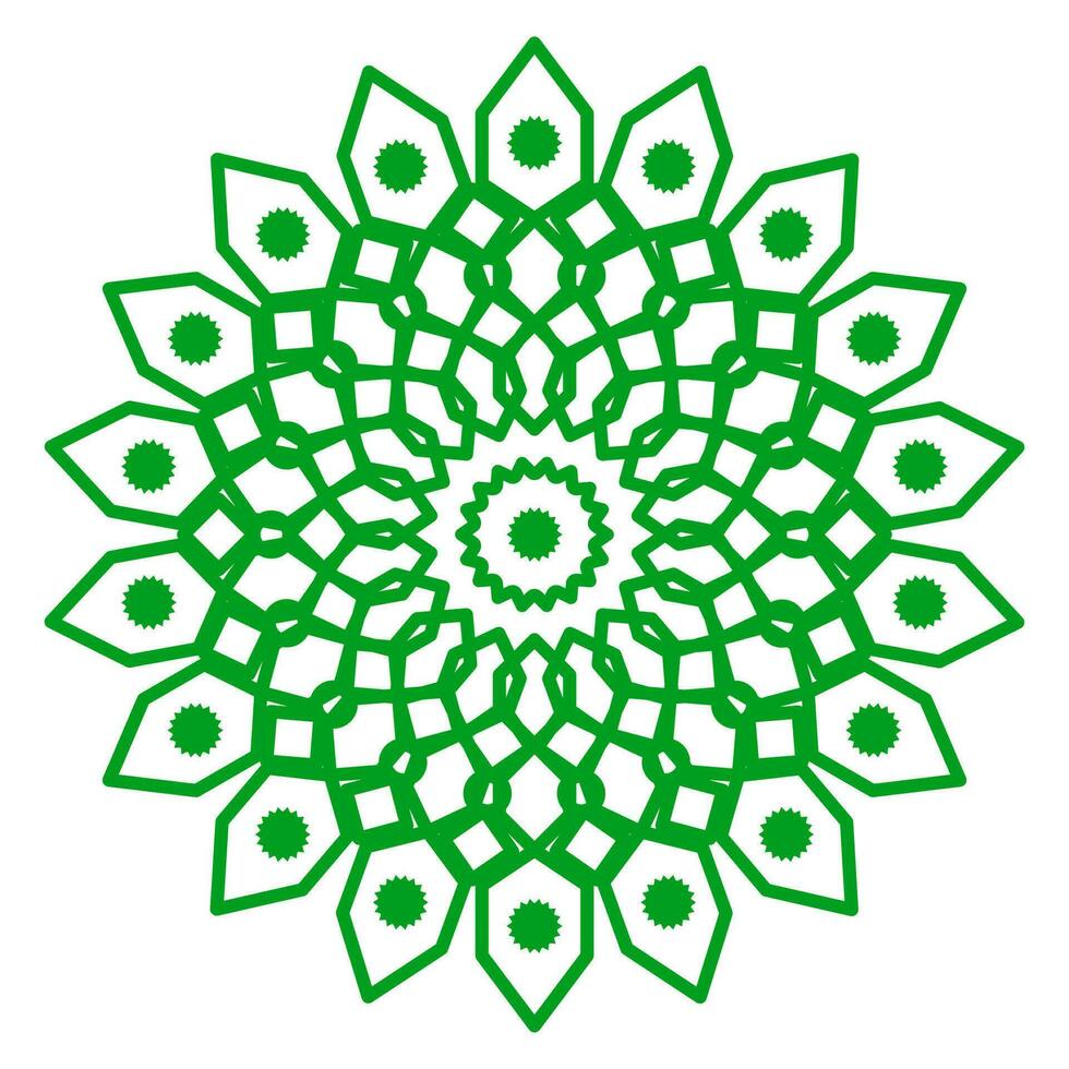 mandala vector modelo verde color línea estilo