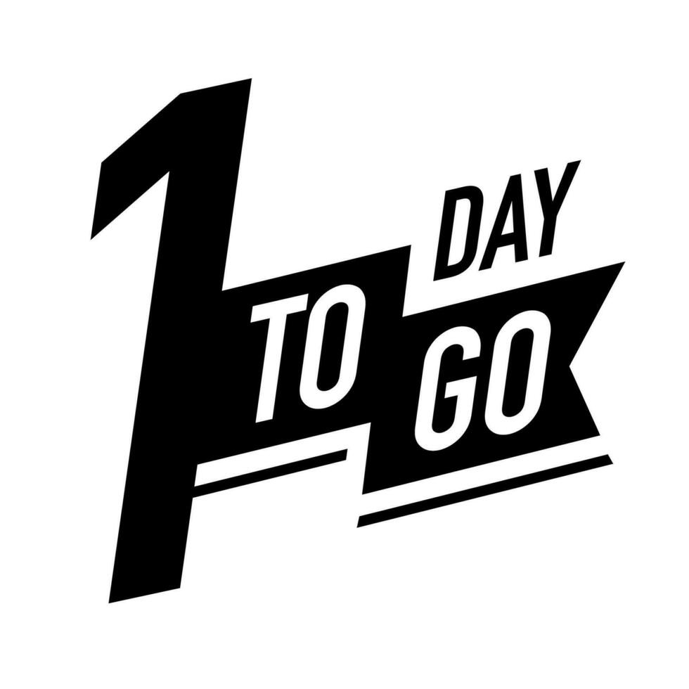 1 day to go timer vector label black color