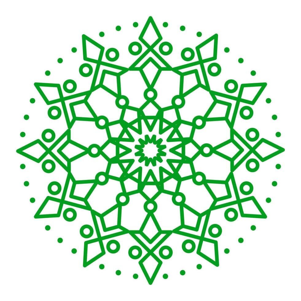 Mandala template green color line style vector