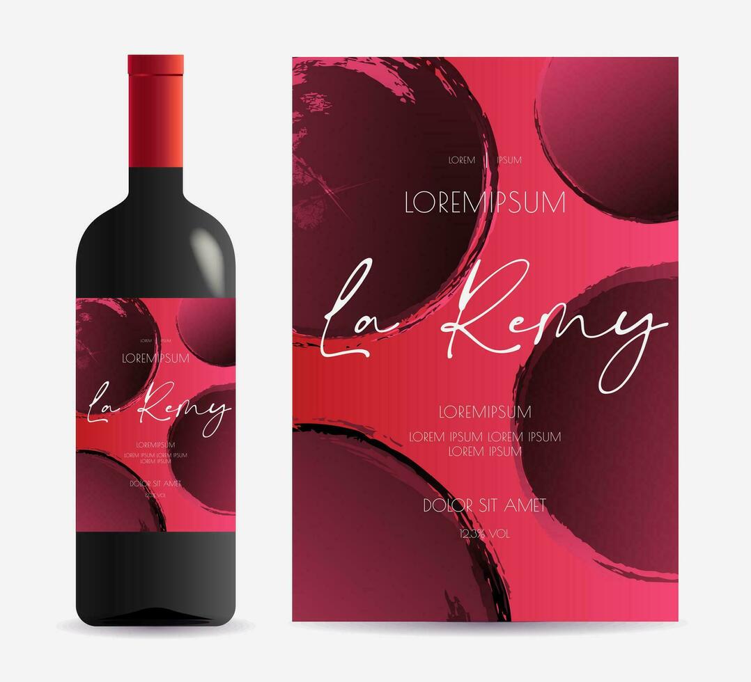 Vine label red circle texture background bottle vector